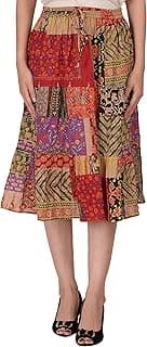 COTTON BREEZE Women Midi Skirt (FP561_Multicolored_Free Size)