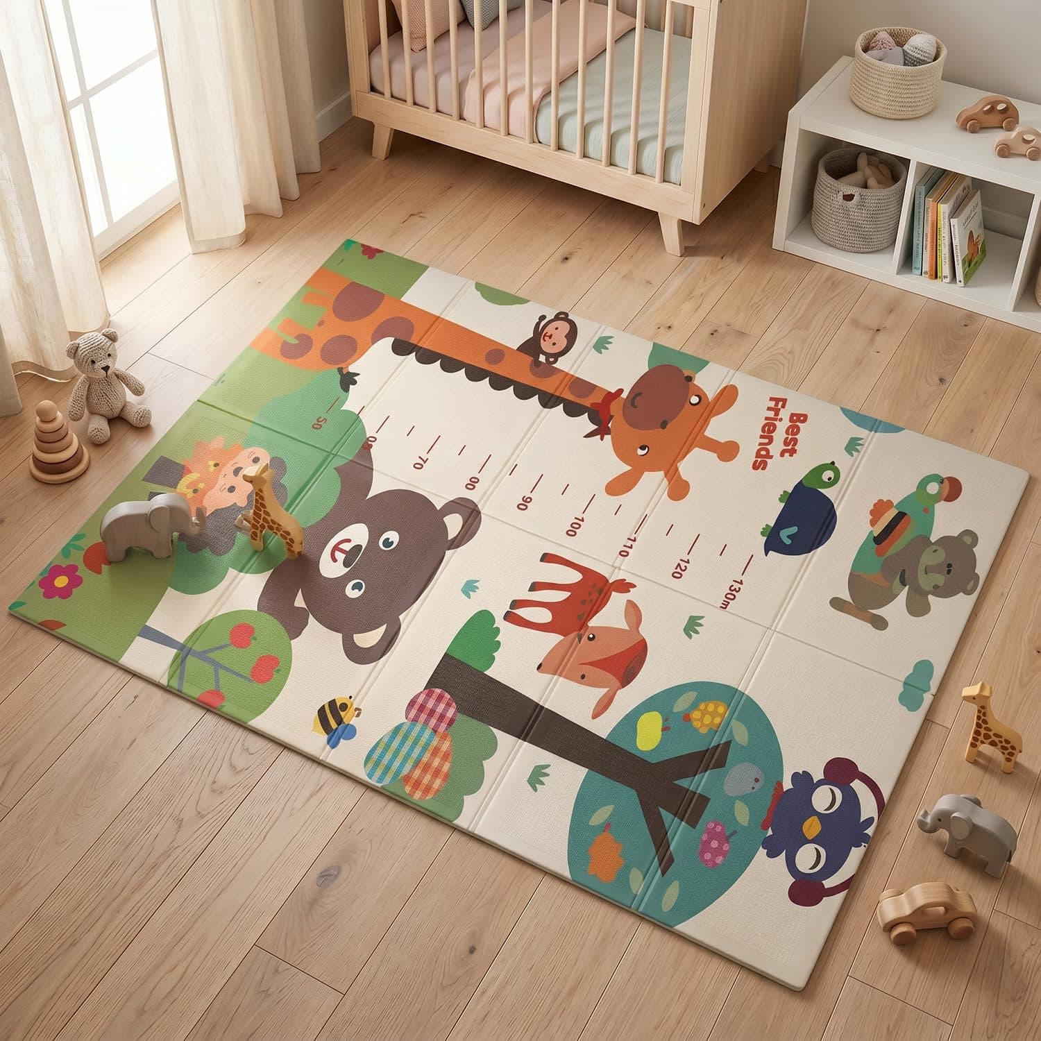 BabyPro 5mm Reversible Baby Playmat, 6 x 5 ft Foldable Mat, Growing Tails | Waterproof, BPA-Free XPE Foam, Non-Toxic Bounce-Back Cushion, XL