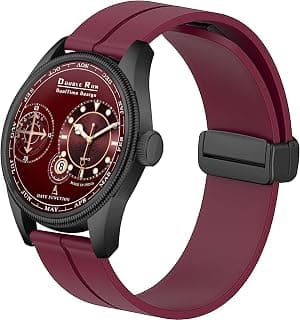 DOUBLERUN Chonograph Date Display Radium Dial Analoge Silicone Magnetic Belt Watch for Men, Series B-180-00
