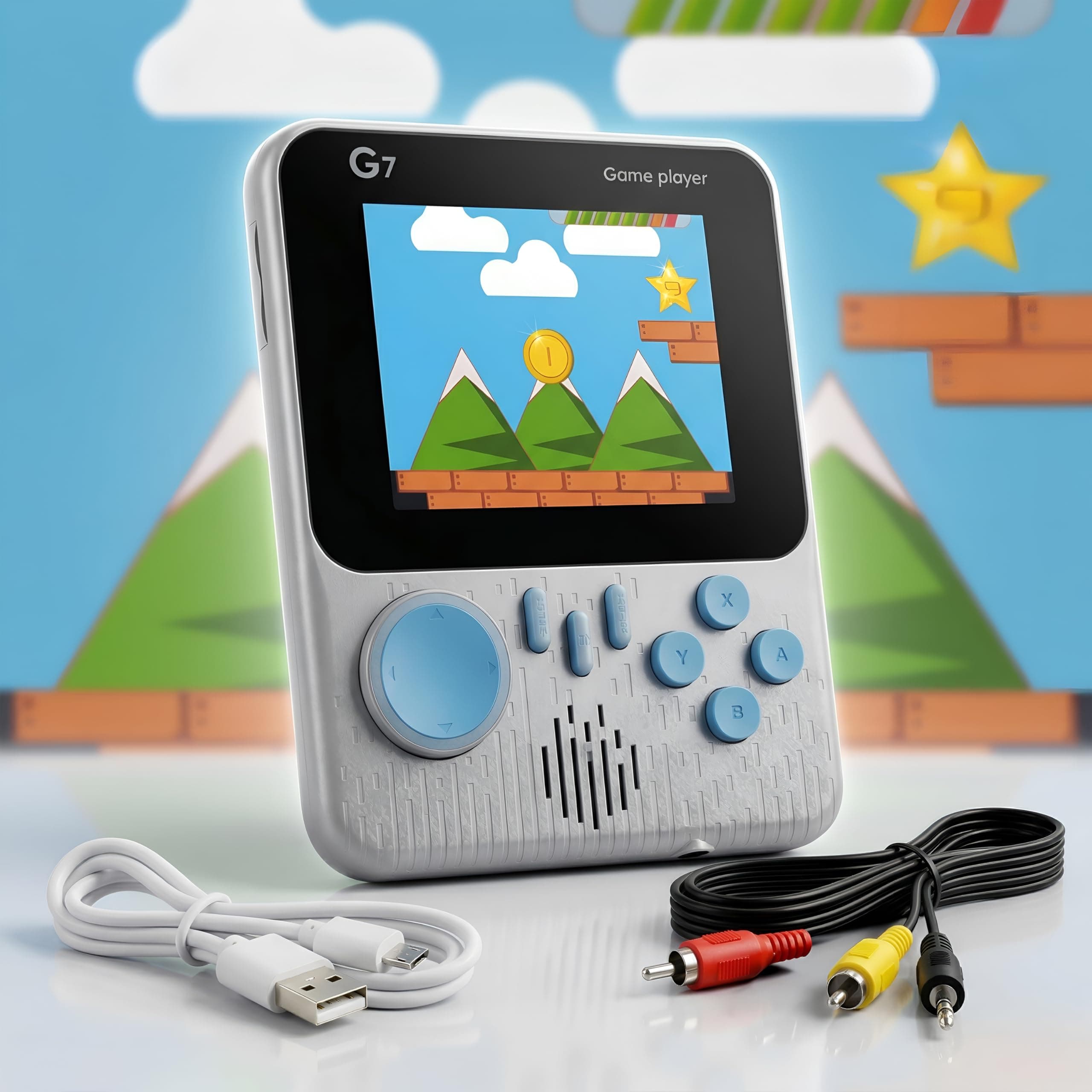 Kidsmate Handheld Gaming Console Video Game for Kids with 666 Built-in Retro Games | Rechargeable Battery, Compact Design with TV Connectivity for Big Screen Play | Ideal for Fun & Learning (Grey)