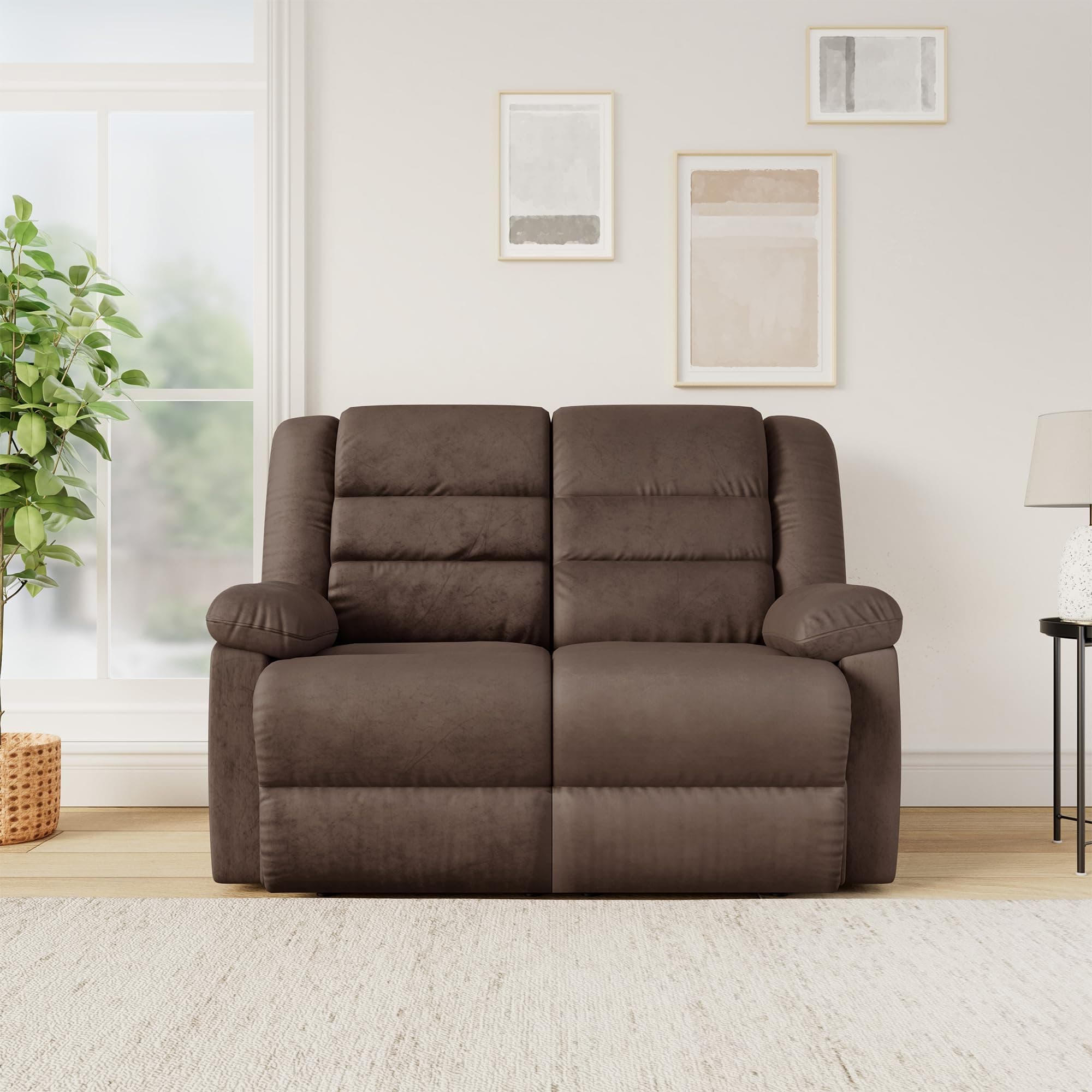 Amazon Brand - Solimo Musca 2 Seater Fabric Recliner (Brown)