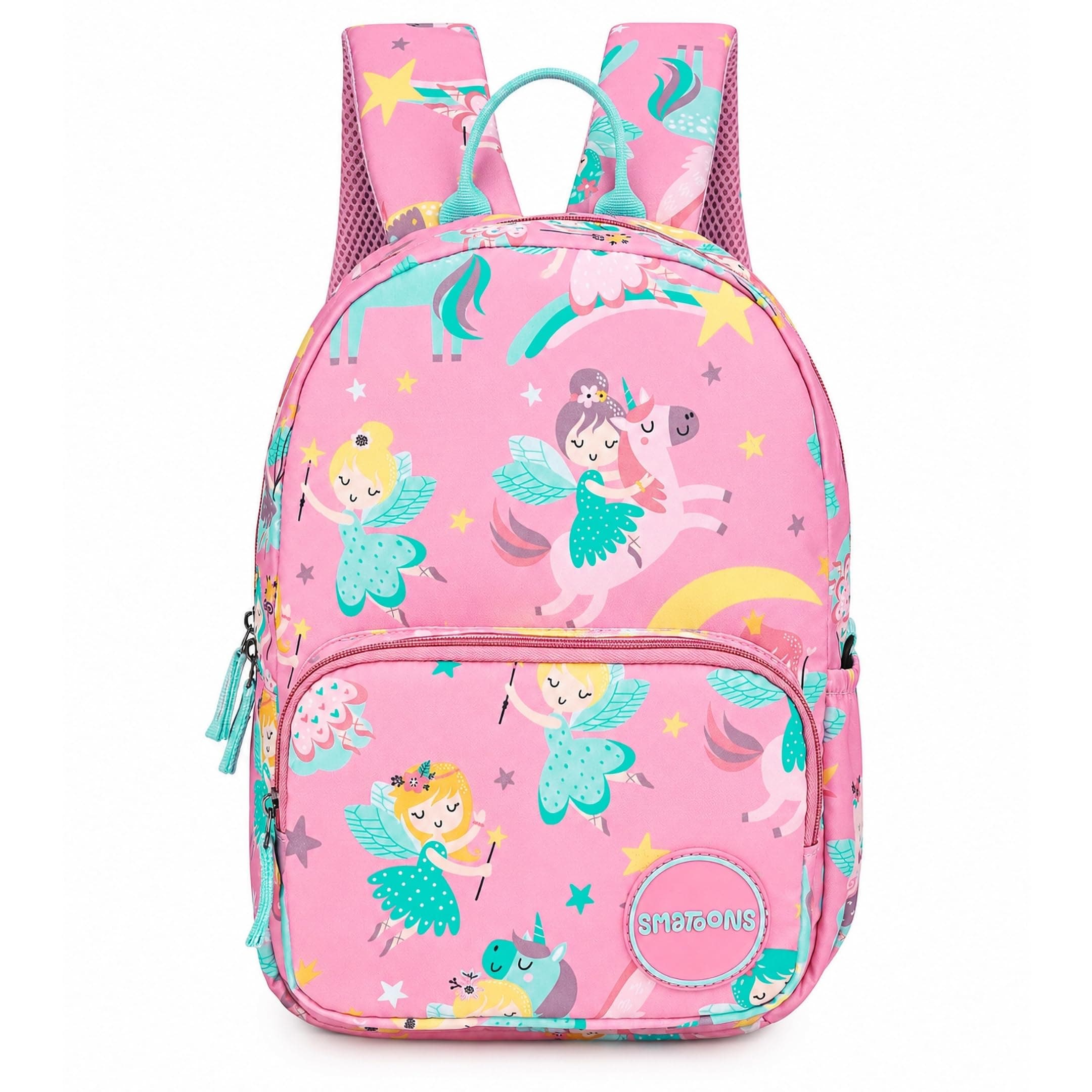 Smatoons Fairy Land Preschool Doodler Kids School Bag for upto 3 Yrs | Backpack for Girls | Insulated Tiffin Pocket | 8L | 13inch | Smooth Zippers | Padded Straps | 250g | Water Resistant