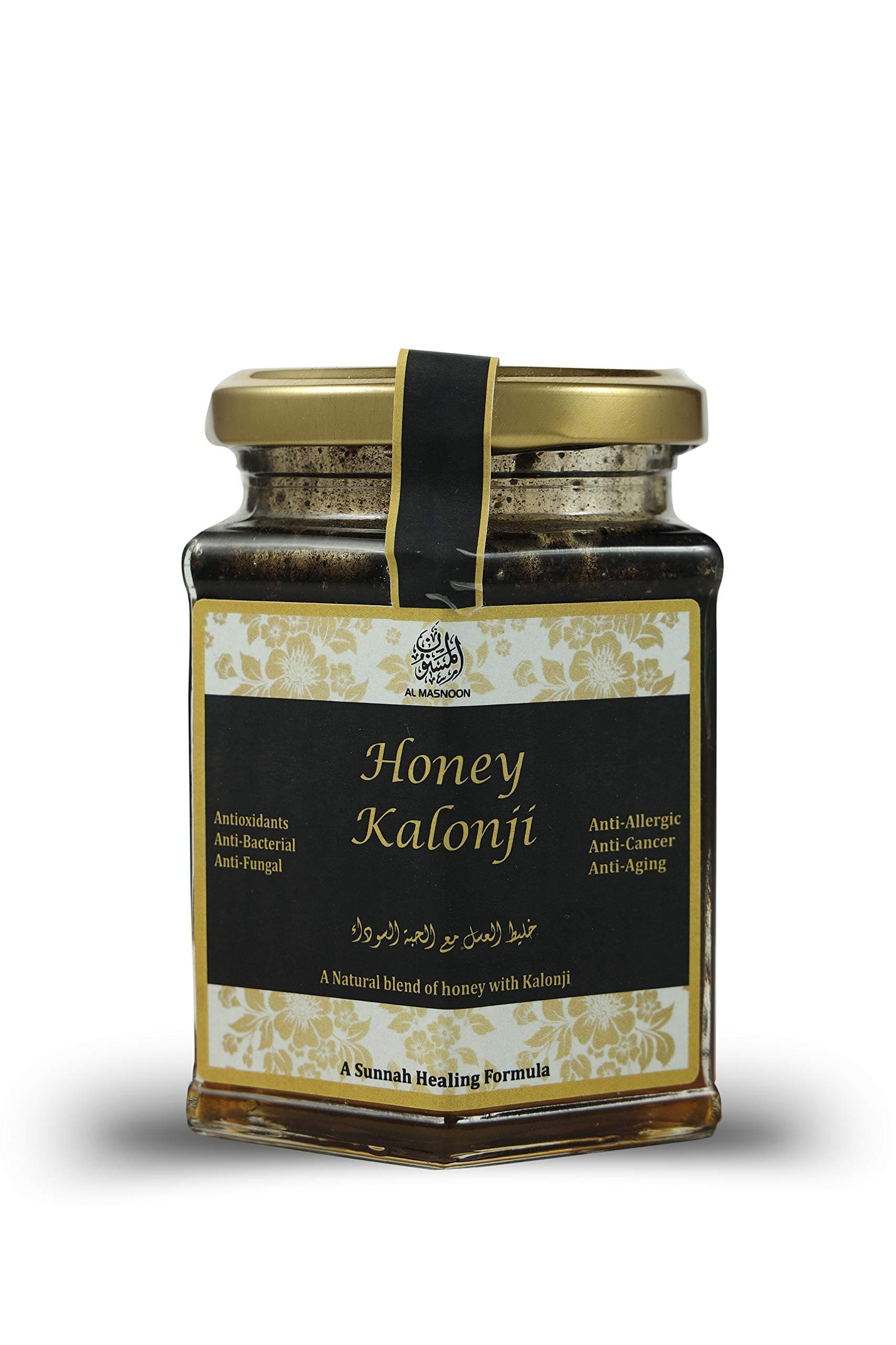 AL MASNOON Honey Kalonij/Black Seed with Pure Honey 300g (pack of 1) Raw & Unprocessed/100% Pure & Natural