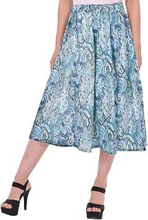 COTTON BREEZE Women's Knee-Long Skirt (FP523_Multicolored_Free Size)