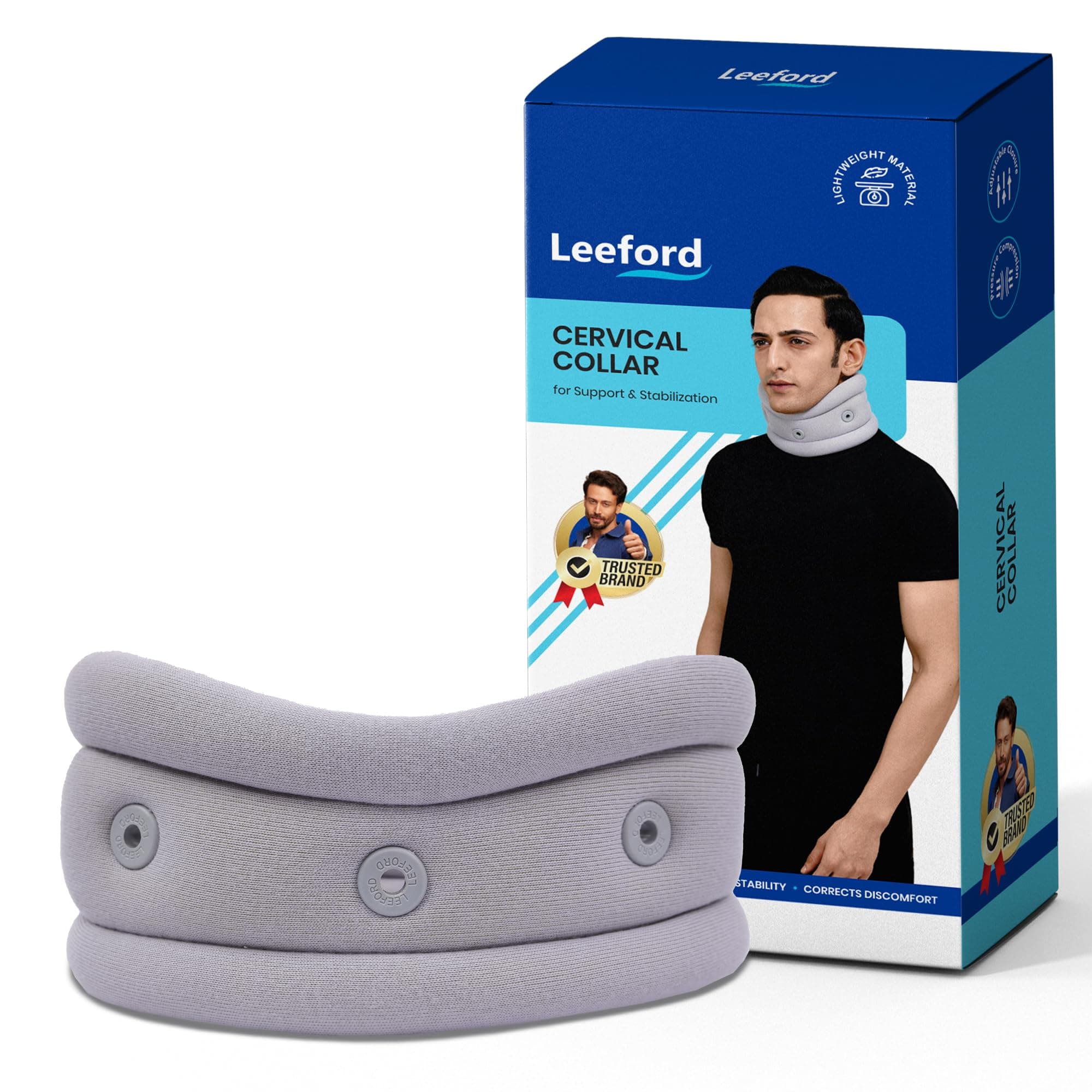 Leeford Ortho Soft Cervical Collar for Neck Pain & Spondylitis | Neck Support for Cervical Pain | Breathable Neck Band for Men and Women, Adjustable, and Skin-Friendly Size - XL