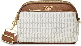 Lavie Luxe Women's Monogram Hemily 3 Compartment Cross Body Sling Bag | Ladies Purse Handbag | Gift for Women