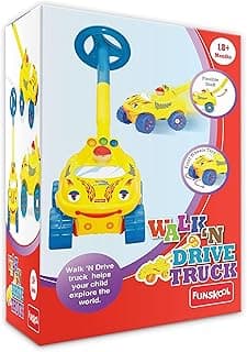 Giggles Funskool Walk N Drive Truck, Fun & Development Toy for Babies, Encourage Walking in Infants, Improve Balance & Coordination, Stimulate Senses, Multicolour, Gift Set for Kids, Ages 18+ Months