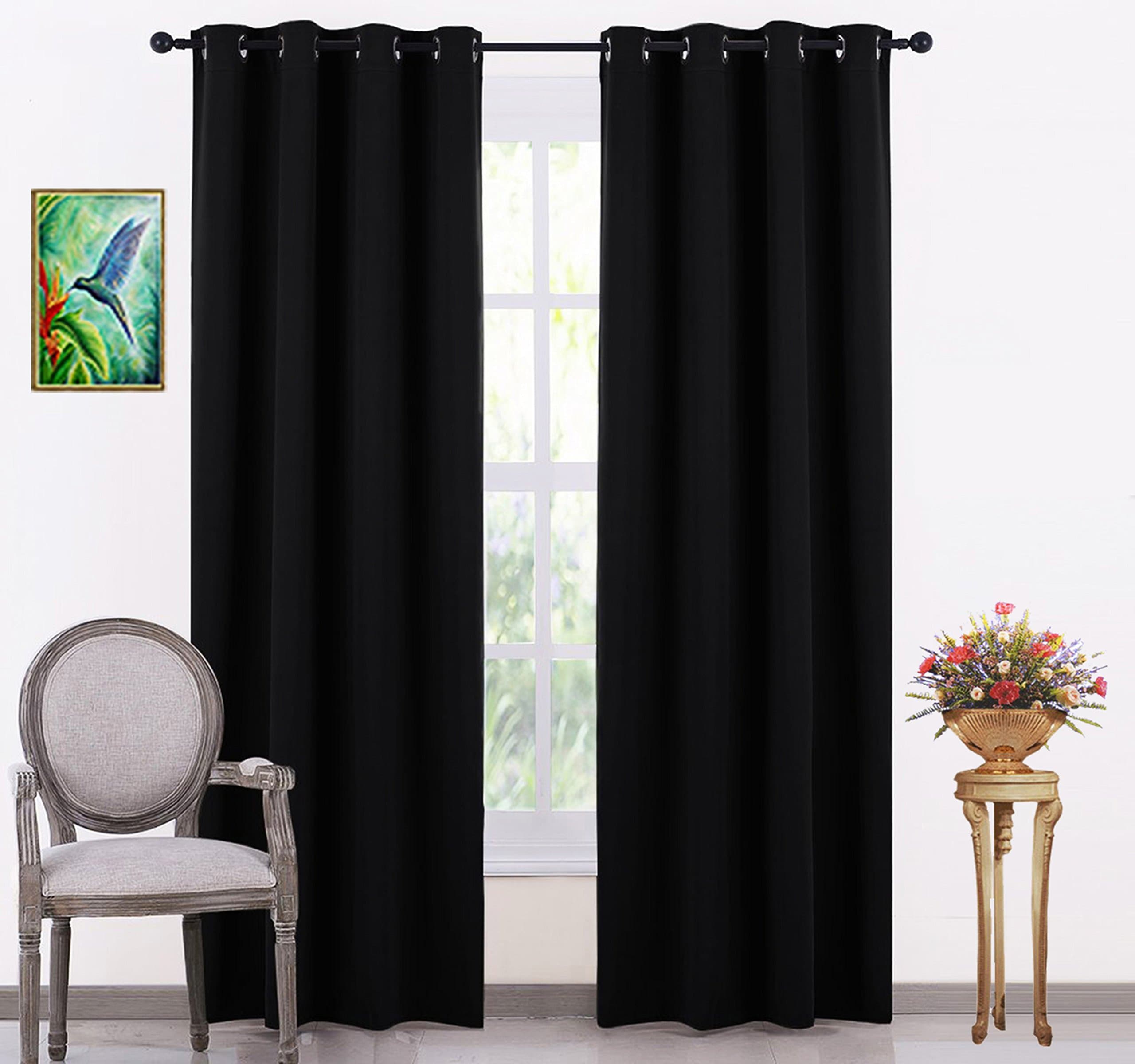 JUPON Energy Saving Extra Wide Blackout Curtains for Bedroom with 3 Layers Weaving Technology, Pack of 1pc (54 x 108 inch - Black)