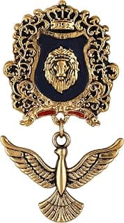 Mahi Lion Face Design & Bird Shaped Meenakari Work Wedding Brooch for Men (BP1101184G)