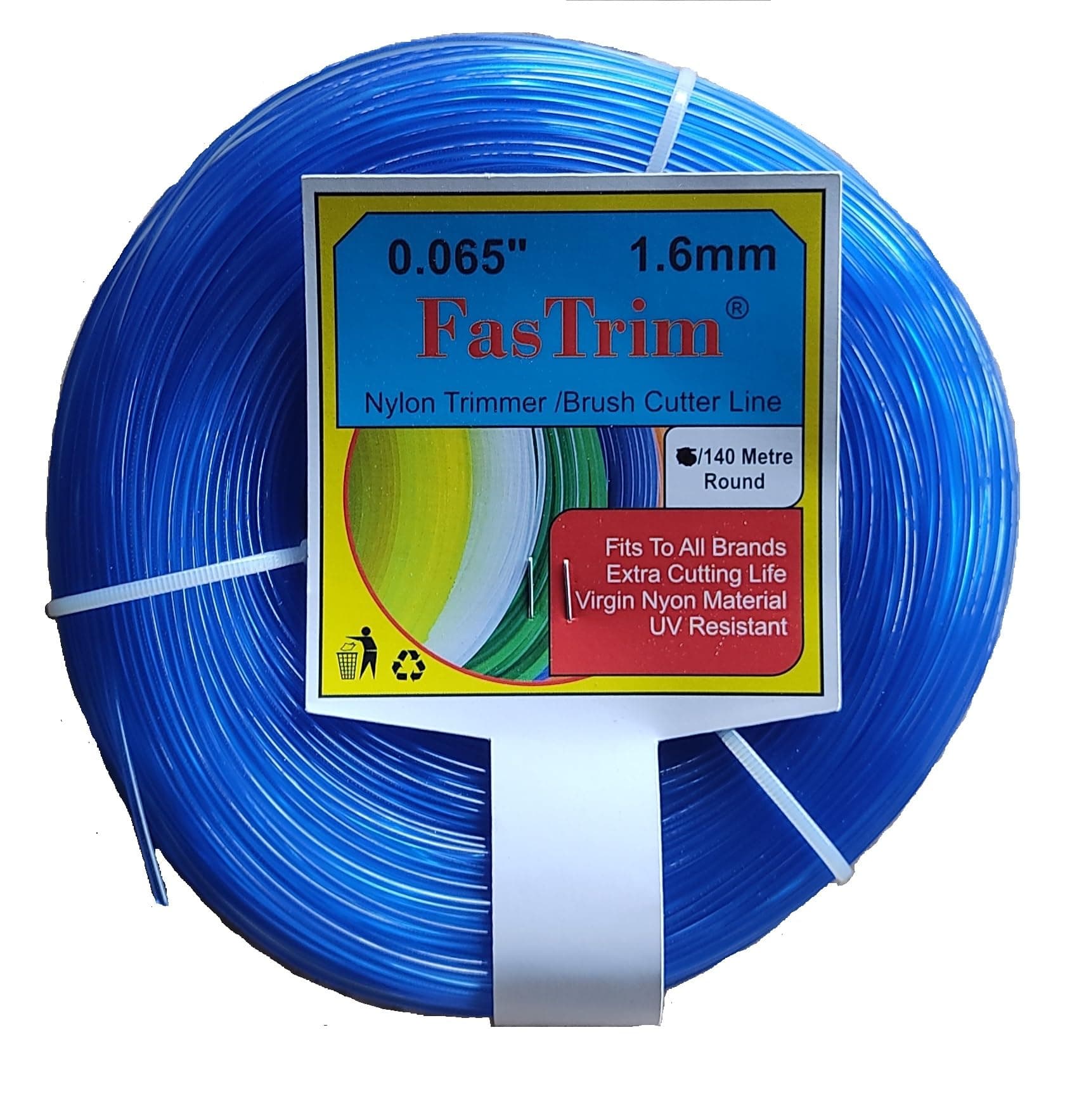 FASTRIM Plastic Nylon Round Grass Cutter/Trimmer Line (Blue, 1.6 mm/0.065 Inches)