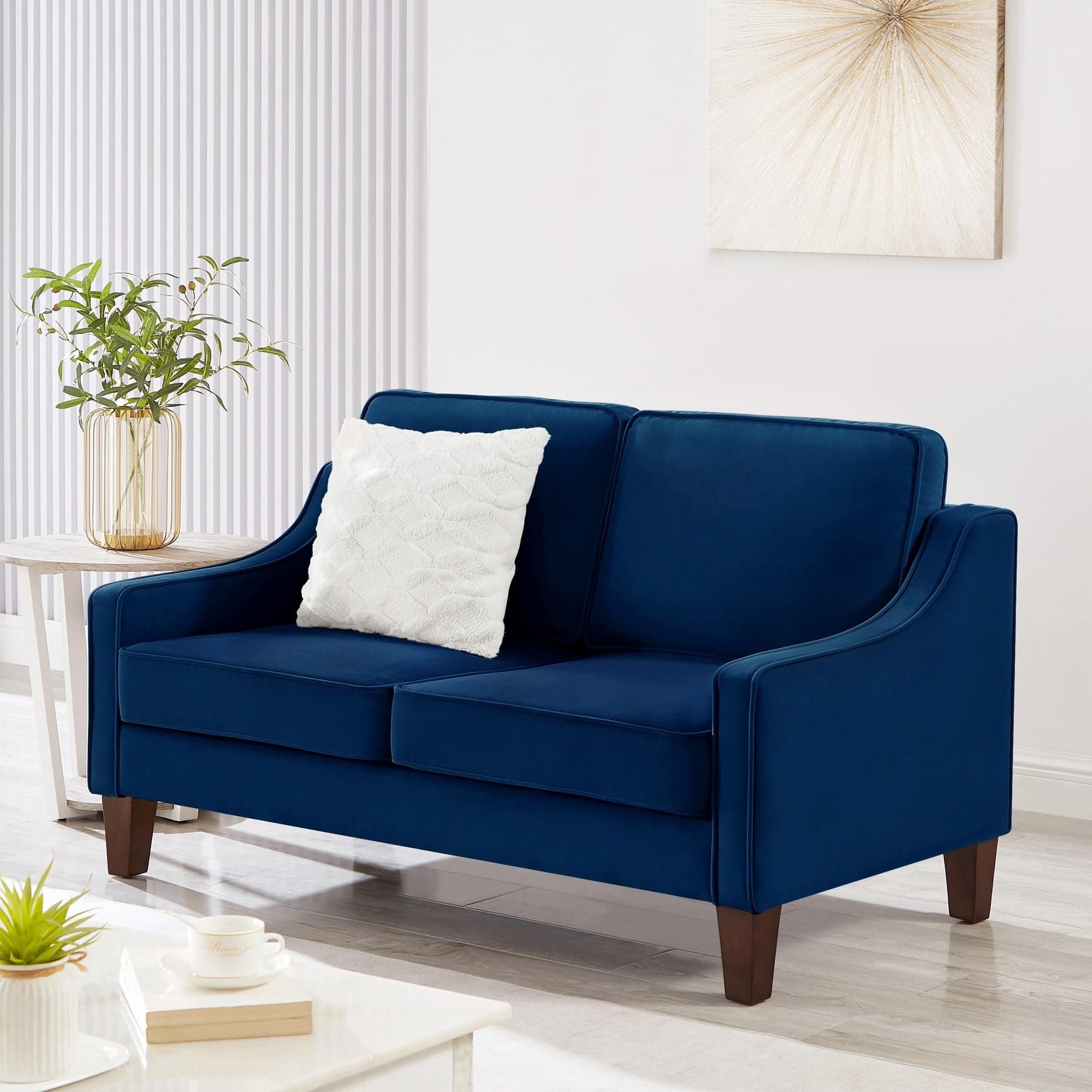 Caradel Joe Premium Fabric 2 Seater Sofa Set for Living Room-Blue | Stylish Comfortable 2 Seat Sofa for Guest Room Home Centre