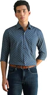 Arrow Men Slim fit Cotton Printed Long Sleeves Semi-Cutaway Collar Shirt