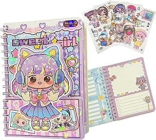 FunBlast Spiral Diary A5 – Sweet Girl Diary with Kawaii Stickers, Notebook Journal for Scrapbooking, Writing, Notes, Birthday Gift's for Kids & Adults, Multicolour; 180 Pages (Sweet Girl-Random)
