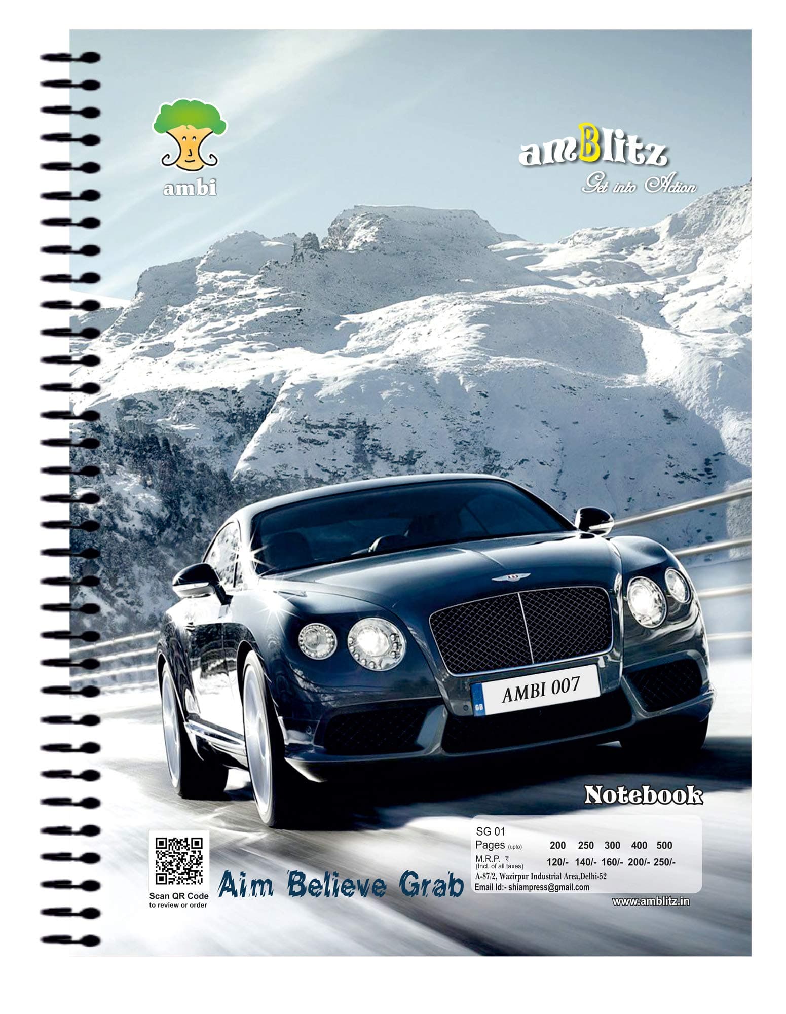 amblitz 5 Subject Spiral Notebook | 400 Pages | Ruled Notebook | 5-in-1 Master Notebook – Organize Your Subjects, Rule Your Semester | A4 Size | 70 GSM Thick | Color Index Partition