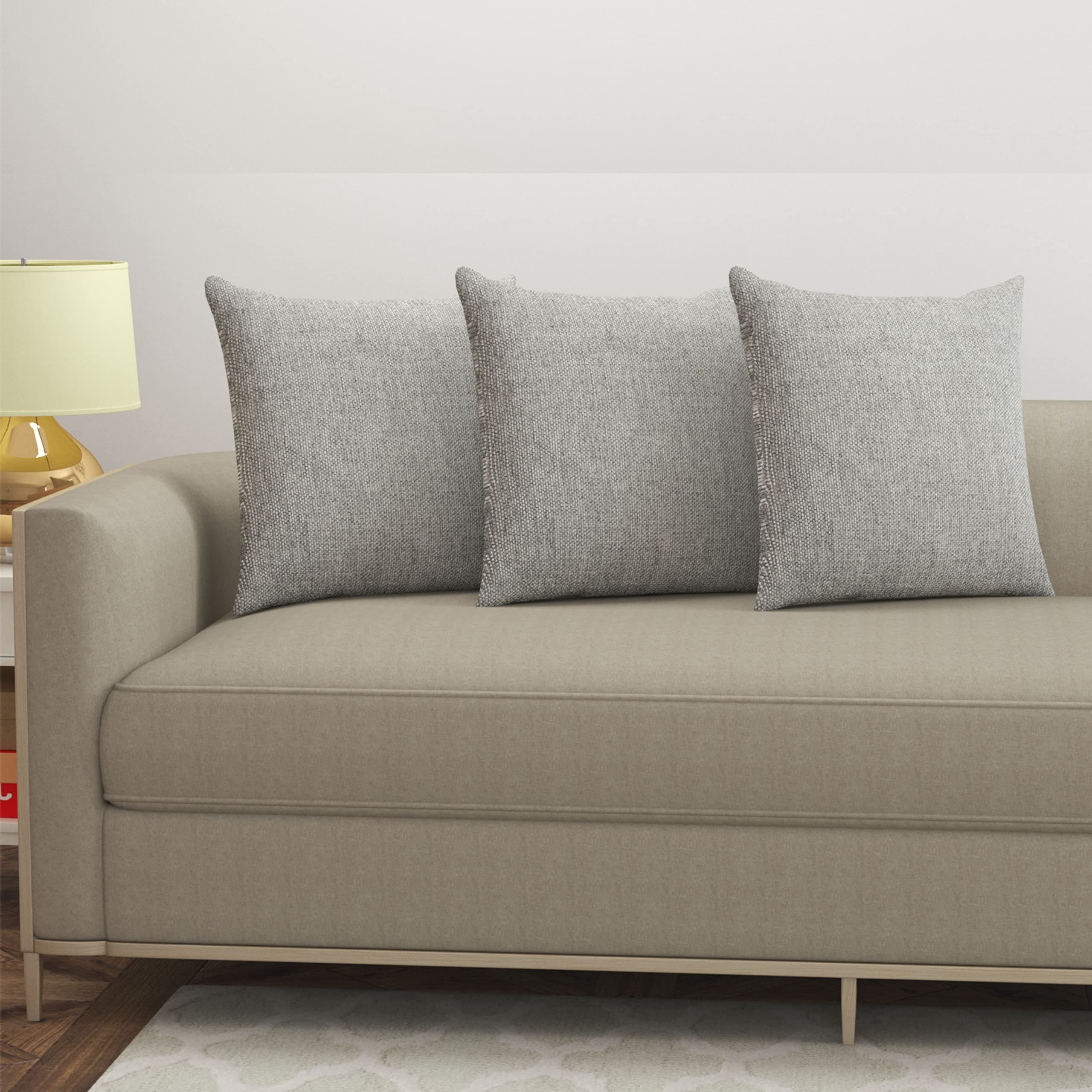 Yellow Weaves Jute Texture 250 TC Cushion Covers, 12 X 12 Inches, Grey, Set Of 3