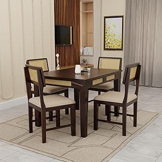 Solid Sheesham Wood 4 Seater Dining Table Set for Home and Kitchen