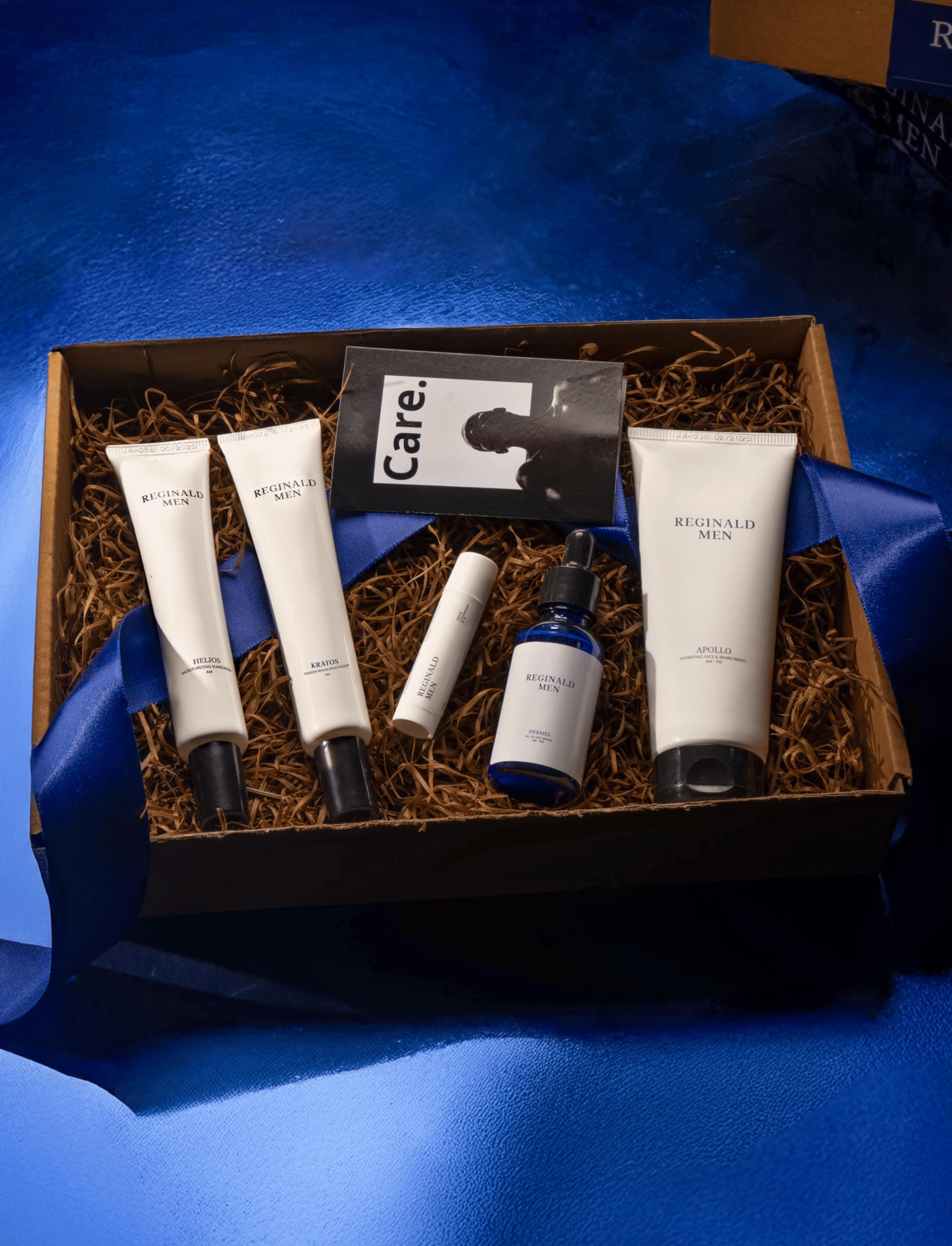 Reginald Men ADONIS - Male Skin Care (Solved) Kit - Daily Use & Gift | Sunscreen (SPF 50+) 50g, Barrier Repair Moisturizer 50g, Face & Beard Wash 100g + Serum 30ml, Lip Lightening Balm SPF 30+