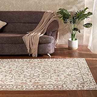 Welspun Wonder-Full Polyester Carpet for Hall, Living Room & Bedroom | Anti-Skid Backing | Machine Washable | Soft and Comfortable | 4x6 Feet | Dusty Grey Floral