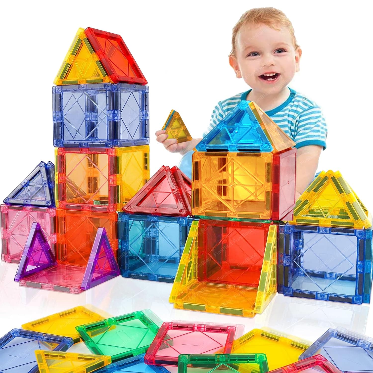FunBlast Mag Magic Magnetic Building Blocks for Kids Puzzle for Kids Learning Toy Vehicle Playset – (Multicolor;48 Pcs) (16 Pcs)