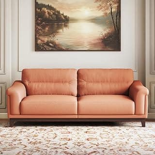 Urban Ladder Colby 3 Seater Fabric Sofa in Saddle Tan