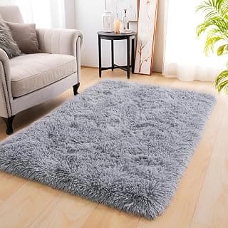 Solid Color Area Rug – Soft Plush Carpet for Living Room, Bedroom, Kids Room, Kitchen – Multiple Sizes, Shapes & Colors – Non-Slip, Easy to Clean Modern Floor Rug - (Grey, Rect, 3x5 feet)