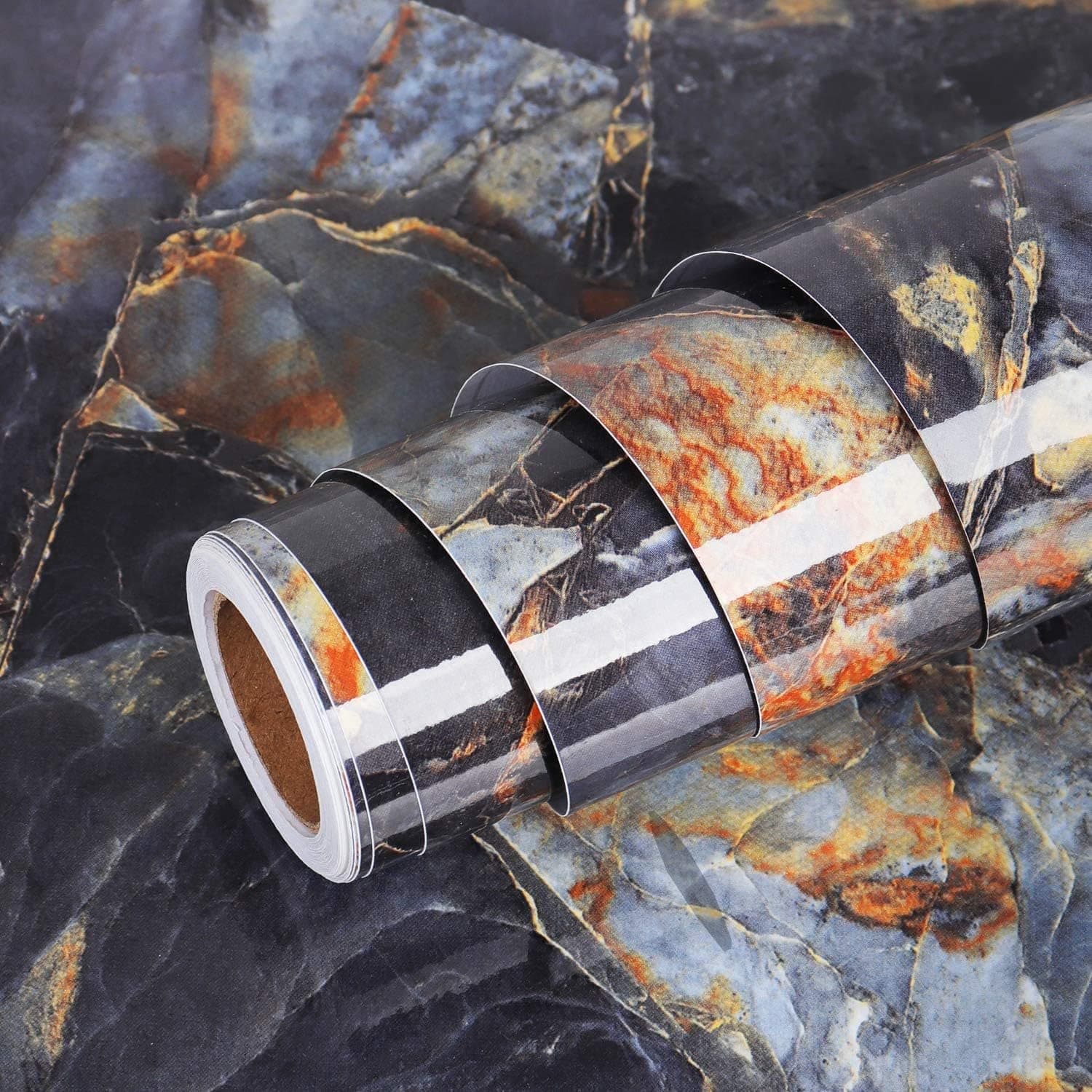 HOME13™ Marble Wallpaper Peel & Stick Contact Paper Self Adhesive Decorative Removable Waterproof Wallpaper for Kitchen Cabinet and Furniture Countertops (12 X 62 INCH, Blue Stone Marble)