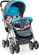 LuvLap Sunshine Baby Stroller / Pram for 0 - 3 Years, New Born / Toddler / Kid, 5 Point Safety Harness, Adjustable backrest, 360° Swivel Wheel, Large storage basket, Reversible Handlebar (Teal)