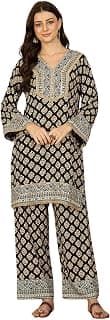 Ethnic Motifs Printed V-Neck Kurta & Trousers Color,