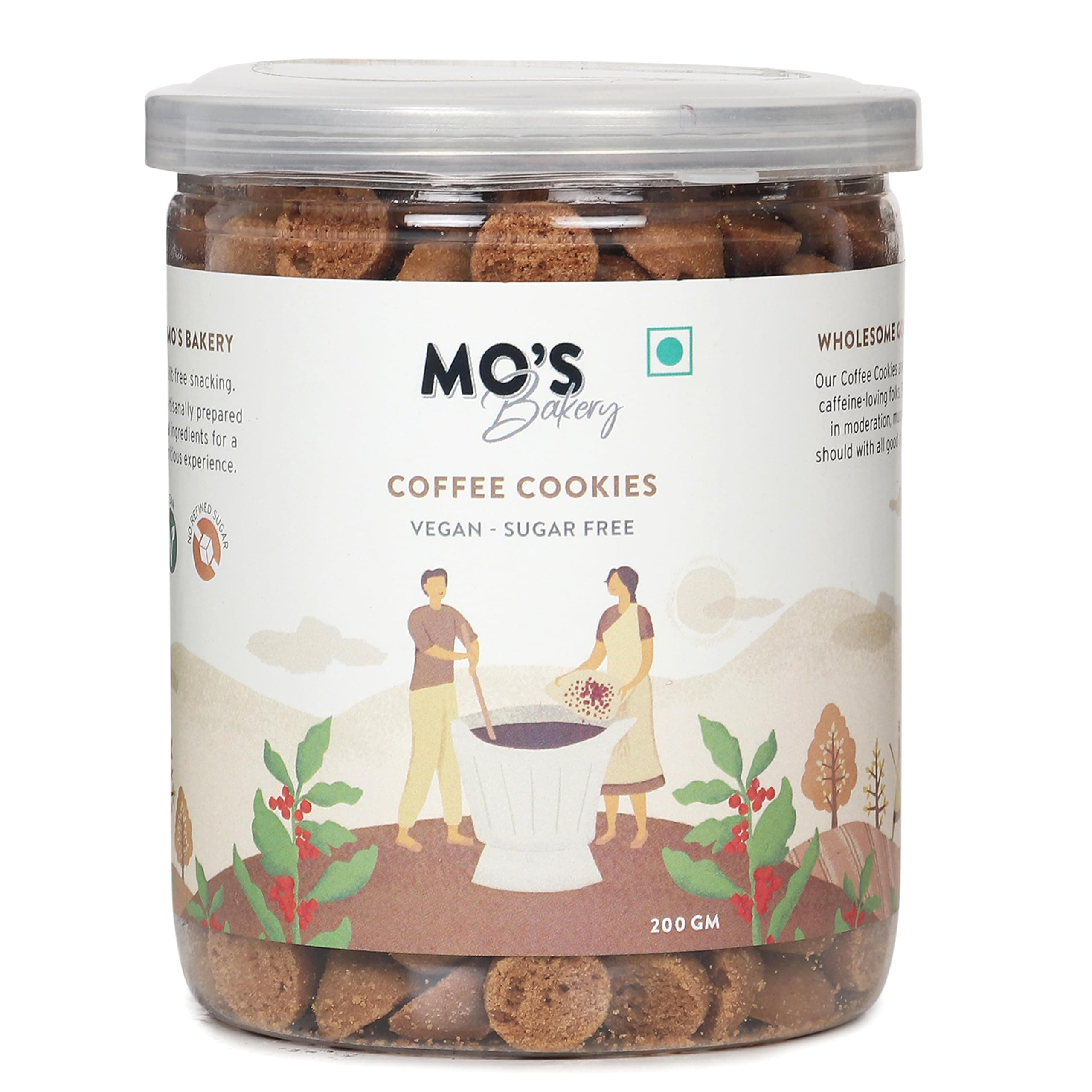 Mo's Sugar Free Coffee Cookies, 200g | Mini Cookies | Healthy Snack For Diabetics| Vegan |100% Natural & Preservatives Free | Guilt Free Snacks