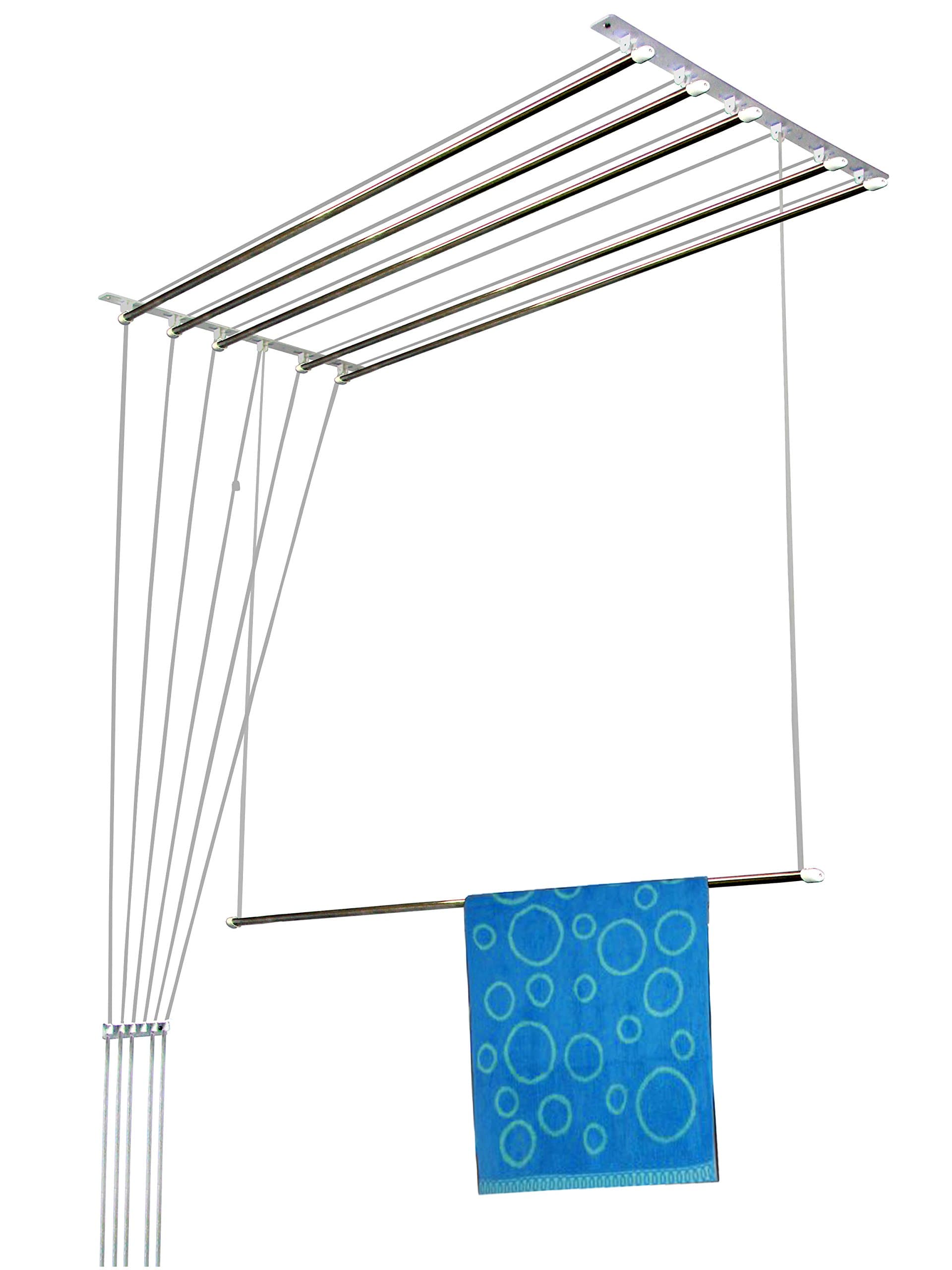 Rainbow Drywell Stainless Steel Heavy Duty Luxury(6 Pipe X 8 Feet) UV Protected Nylon Ropes Individual Dropdown Ceiling Cloth Dryer/Cloth Hanger/Cloth Drying Stand for Balcony/Clothes Stand for Drying