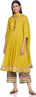 BIBA Women Cotton Anarkali Kurta Palazzo Suit Set