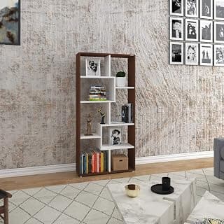 Anikaa Petra Engineered Wood Bookshelf Storage/Book Cabinet/Book Rack, 6 Shelves (Walnut/White)