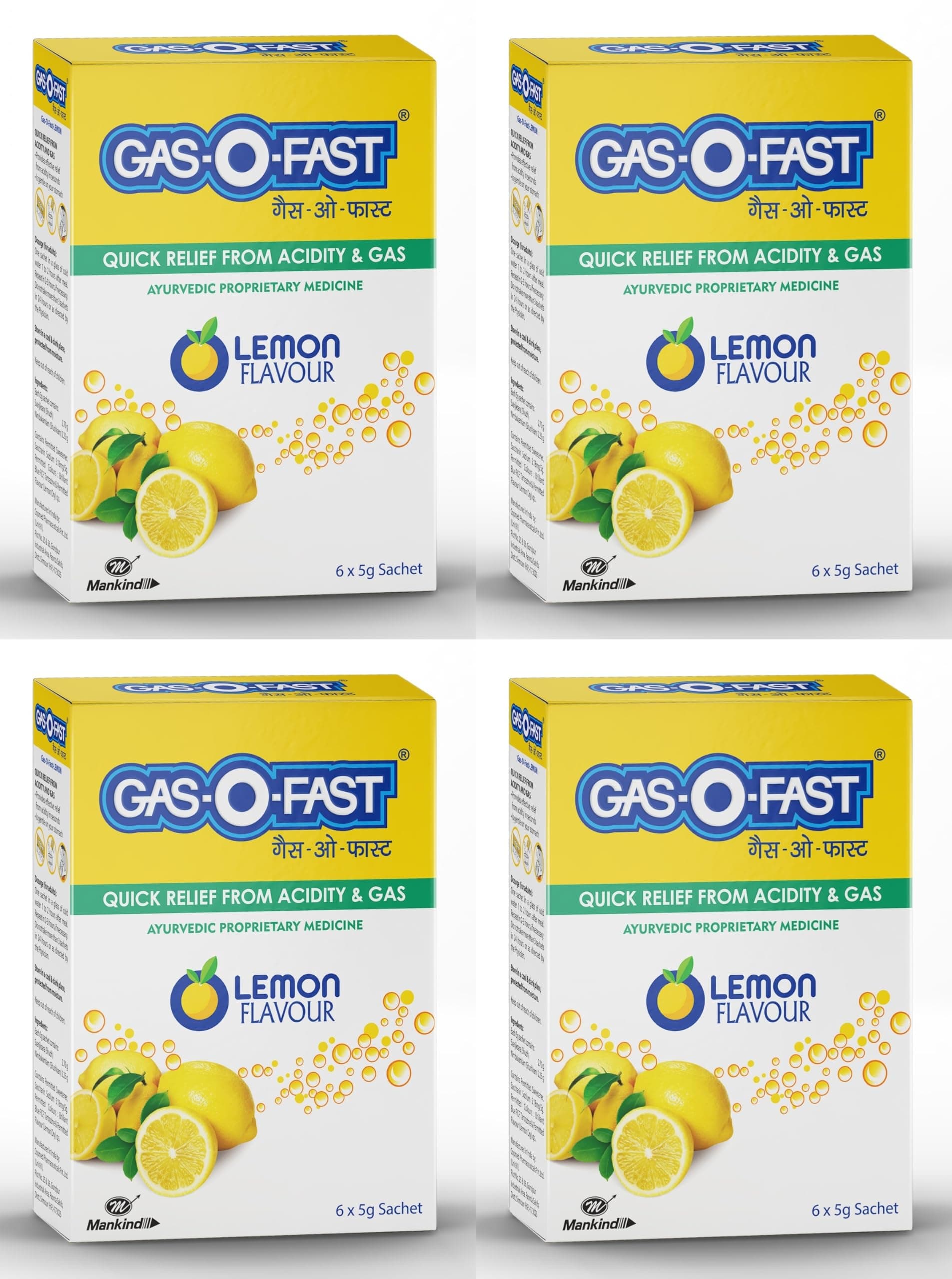 Gas-o-fast ayurvedic antacid - Lemon flavour (6 sachets*4, 5 g each)