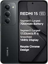 Redmi 15 5G Midnight Black 8GB + 256GB | Segment's Largest 7000mAhA Battery | Segment's Largest Display 17.53cm(6.9) Up to 144Hz | Snapdragon 6s Gen 3 | 18W Reverse Charging | 50MP AI Dual Camera