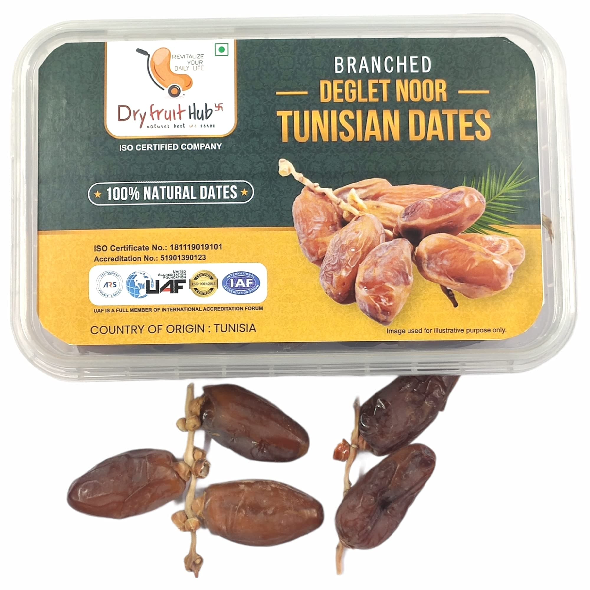 Dry Fruit Hub Tunisian Dates 400g | Deglet Nour Branched Date | Queen of All Khajur | Natural, No Added Sugar | Premium Khajoor | ISO Certified