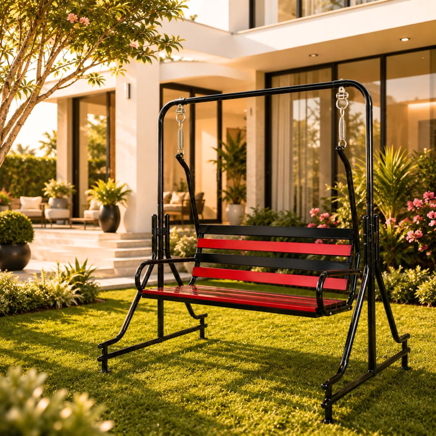 Kaushalendra 2-Seater Swing Jhula Indoor/Outdoor - Iron Swing with Stand, 300 Kg Capacity, 116.8 cm