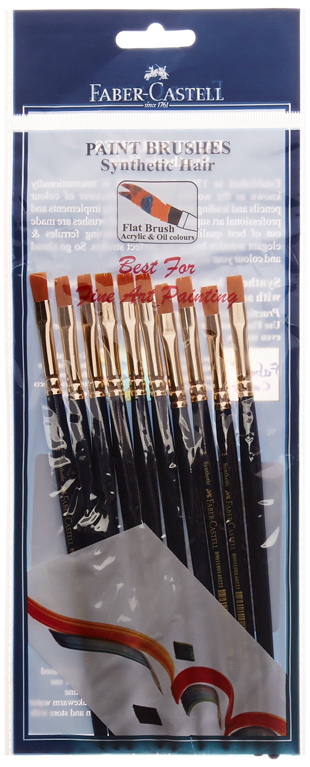 Faber-Castell Paint Brush - Synth Hair Flat, Size-2 (Pack of 10)