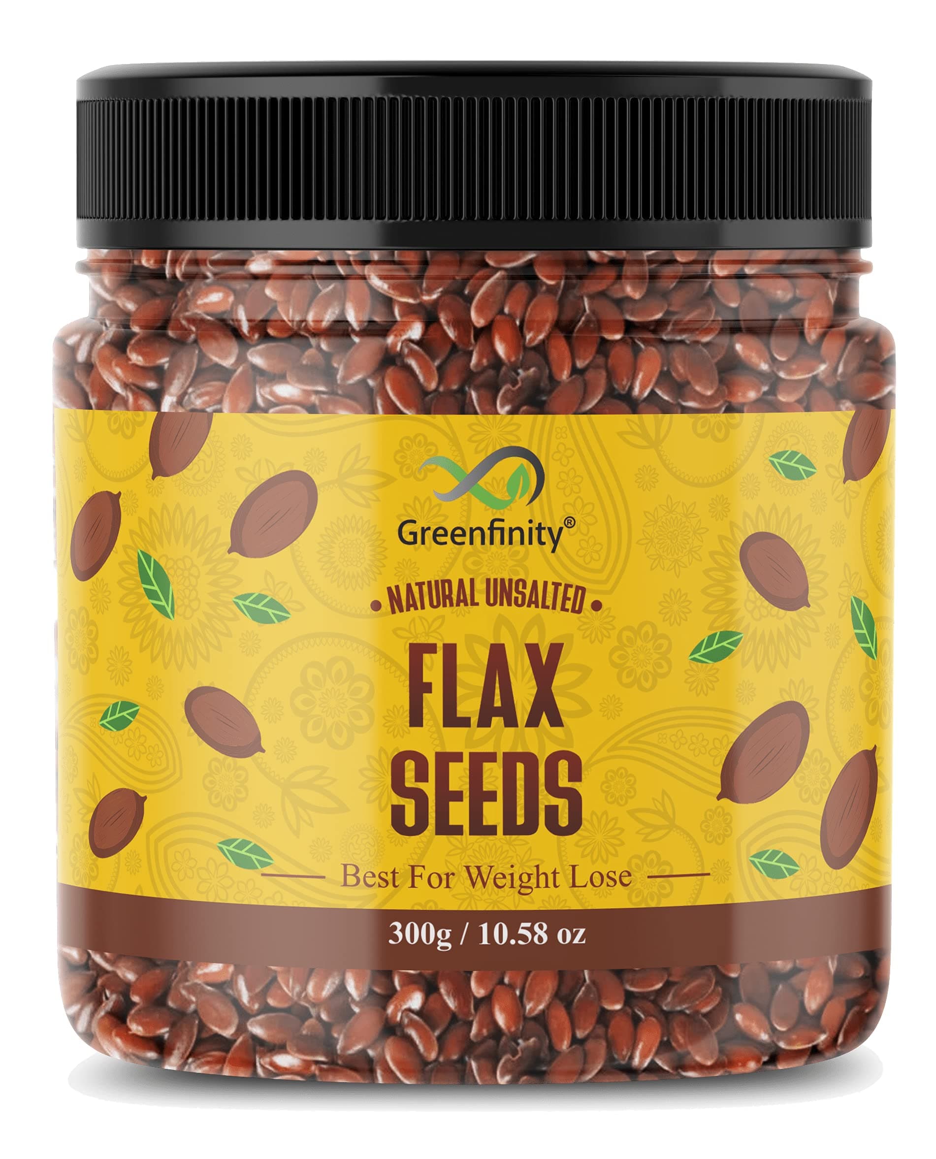 GreenFinity 300g Raw Flax Seeds – High in Fiber for Effective Weight Management, Ideal for Healthy Eating, Smoothies, and Baking