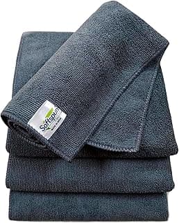 SOFTSPUN Microfiber Cloth - 4 pcs - 40x40 cms - 340 GSM Grey! Thick Lint & Streak-Free Multipurpose Cloths - Automotive Microfiber Towels for Car Bike Cleaning Polishing Washing & Detailing.