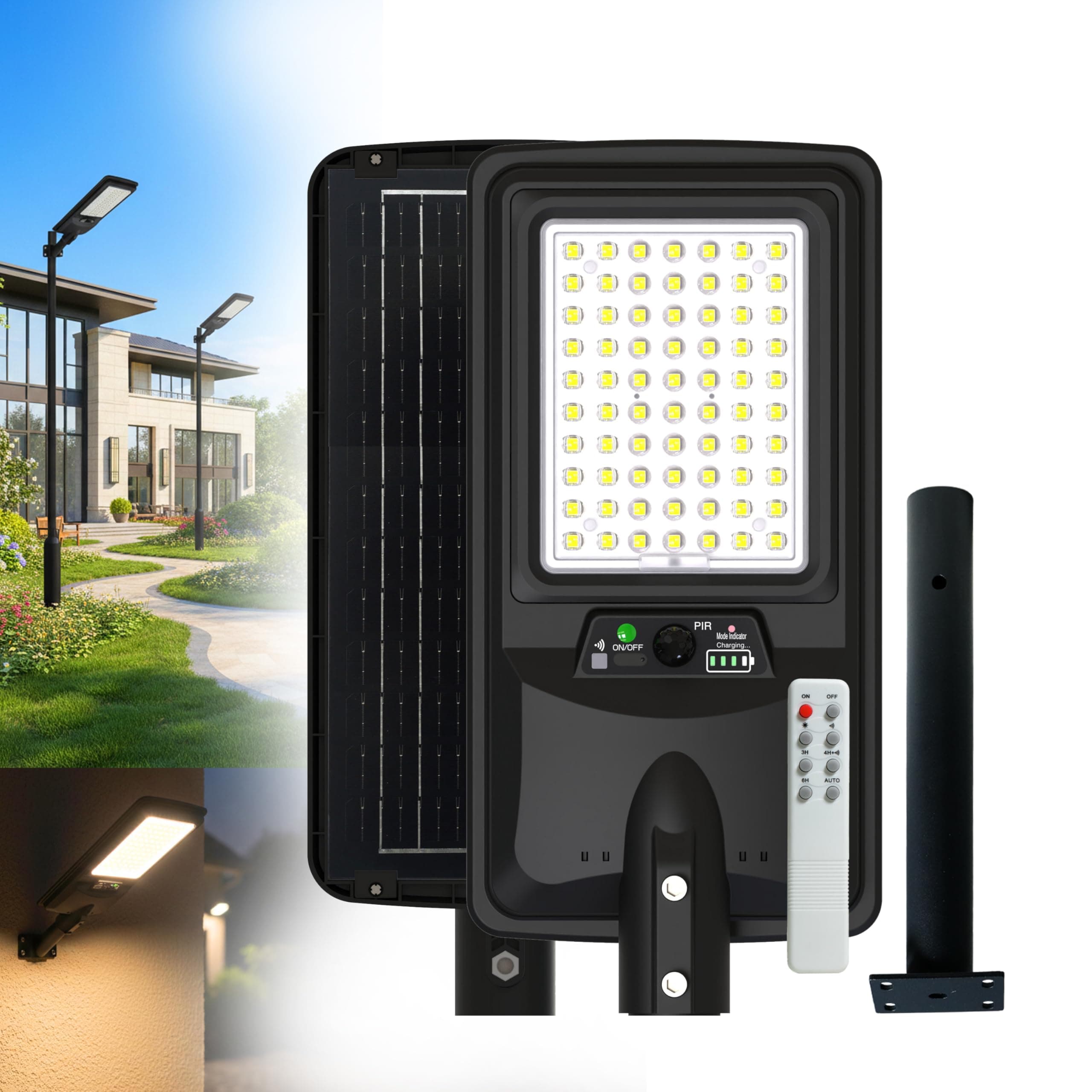 Homehop Solar Light Outdoor Home Garden All-In-One 150W Motion Sensor Lamp | Solar Street Light Outdoor LED Automatic Wireless Lamp For Porch, Courtyard and Pathway ( Warm,10000mAh / ABS/ Pole Included)