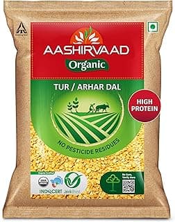 Aashirvaad Organic Arhar/ Tur Dal, 500 g, 100% Organic Arhar/ Tur Dal Rich in Protein