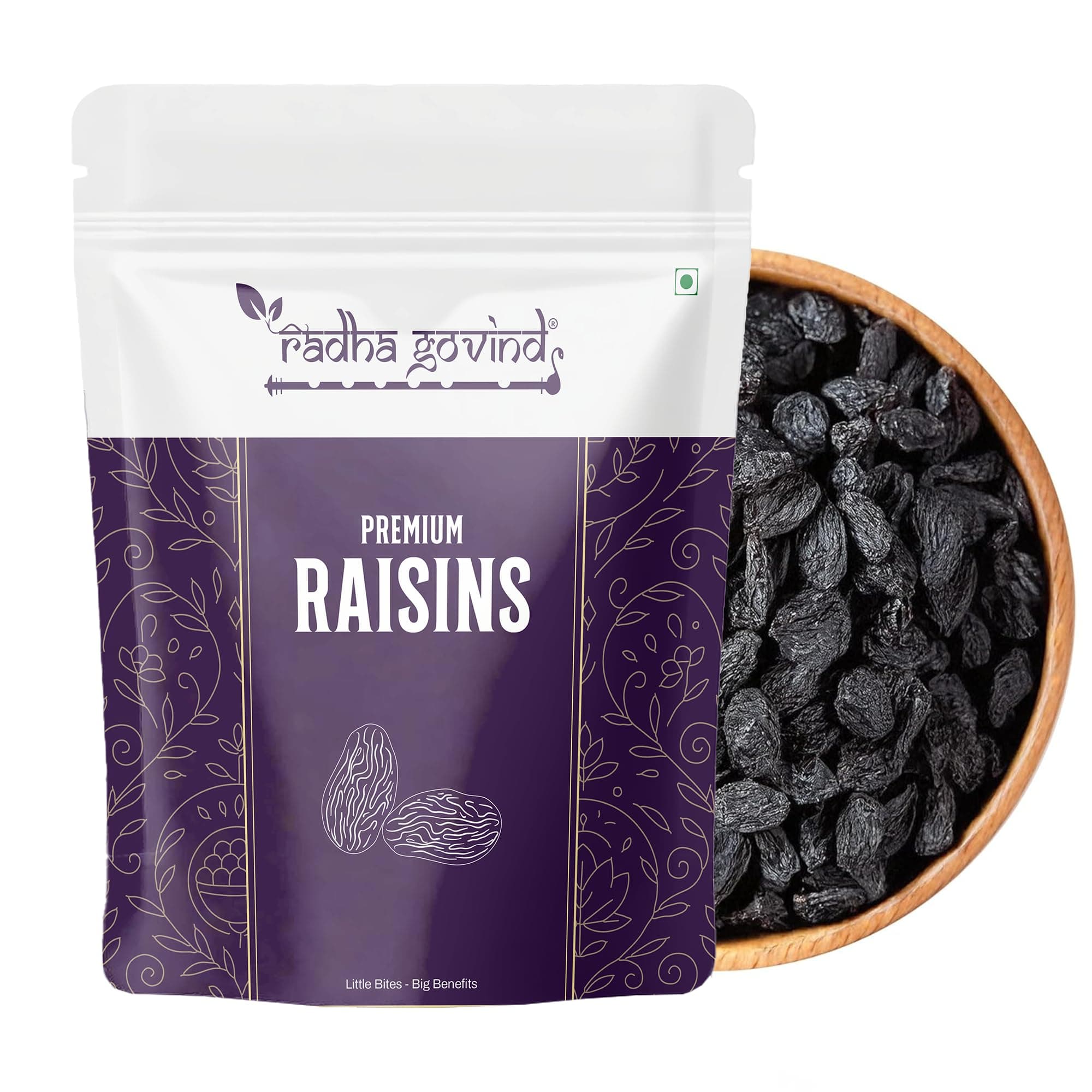 Radha Govind Black Raisins Seedless 1kg, Premium Kali Kishmish Dry Grapes, Naturally Sweet Dried Raisins for Energy, Digestion & Healthy Snacking