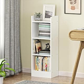 Lukzer 3 Layer Engineered Wood Multipurpose Rack Bookshelf Storage Organizer Stand (MR-010/White/80x33x22cm) - Modern White Bookshelf Storage for Home Organization