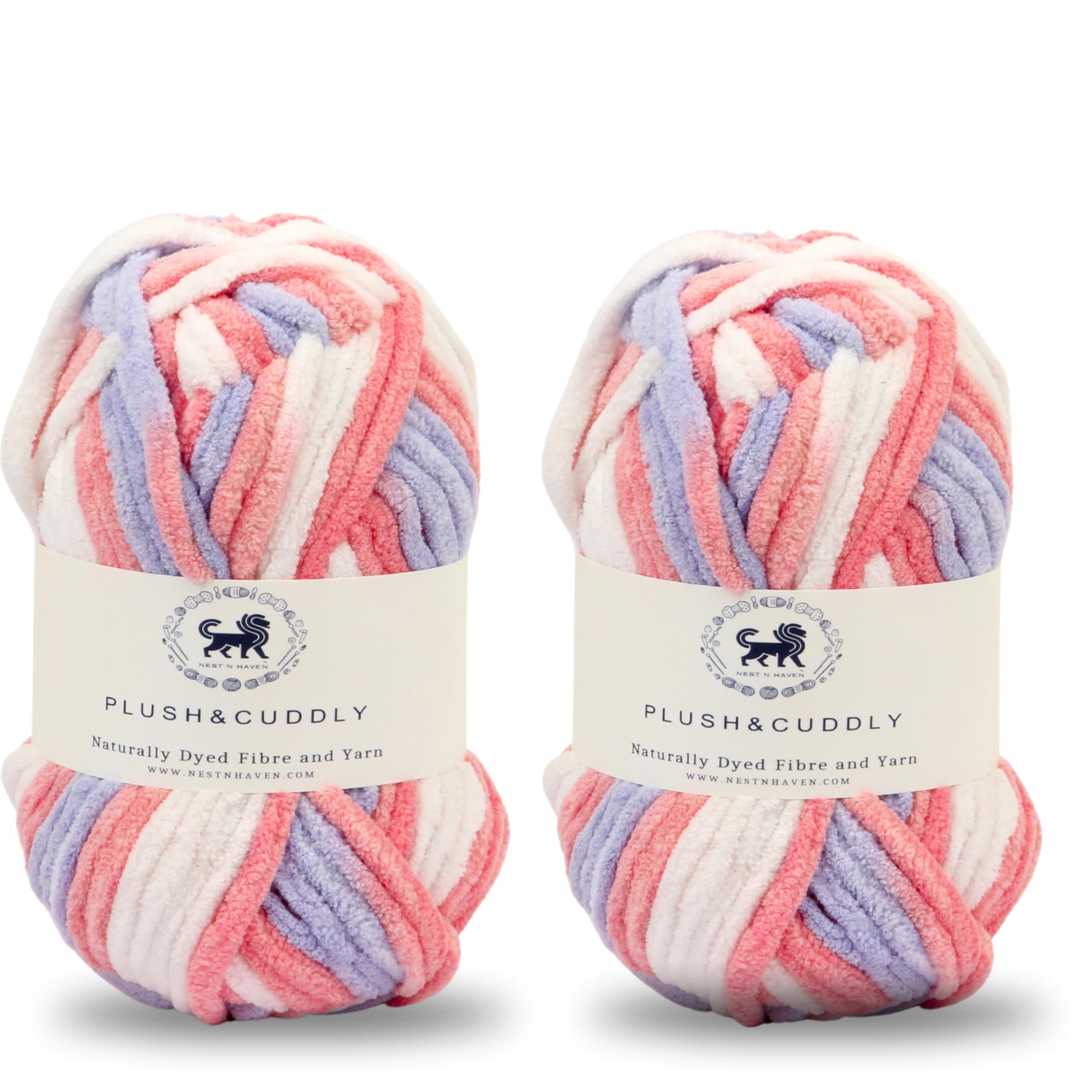 NESTNHAVEN, Plush & Cuddly, Chenille Yarn Supersoft Knitting Wool Ball, 200 Grams (2Balls / 100 Gram Each) Multi Colour Ball Suitable for Craft, Babywear, Baby Blankets, 5 Bulky, Shade no - NNHB002