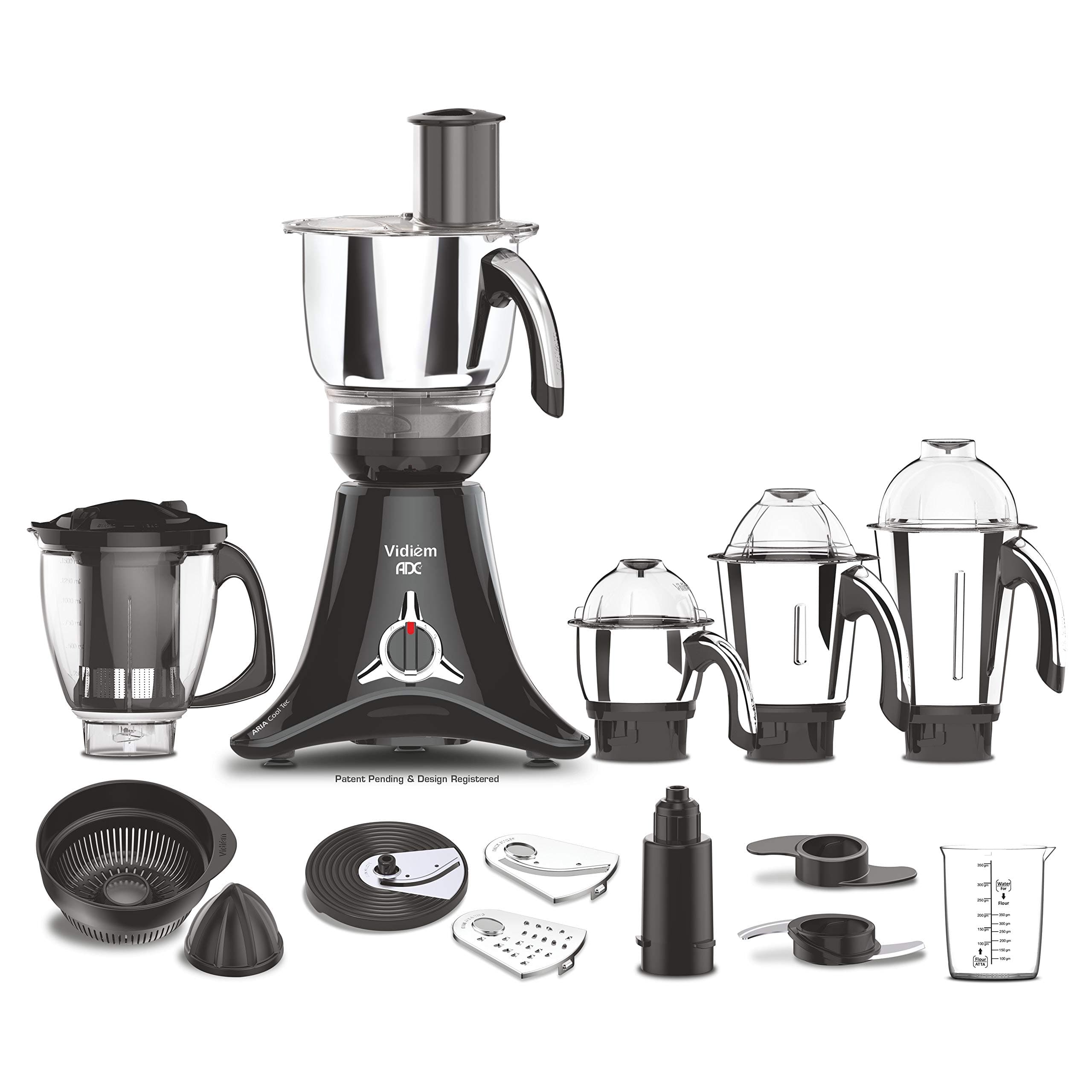 Vidiem Vstar ADC 750W Mixer Grinder | 5-in-1 Juicer & Multi Jar | Stainless Steel Blades, Self Lock, Atta Kneader, Citrus Juicer, Slicer, Chopper | 2-Year Product + 5-Year Motor Warranty