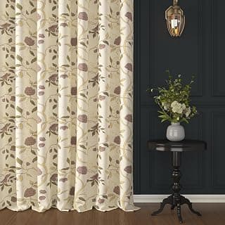 Story@Home Cotton Curtain | Curtains 8 Feet Long Set of 2 | Floral Printed | Bohemian Curtain | Room Darkening Semi Long Door Curtains for Living Room | (116 X 242 Cm, Beige & Brown)