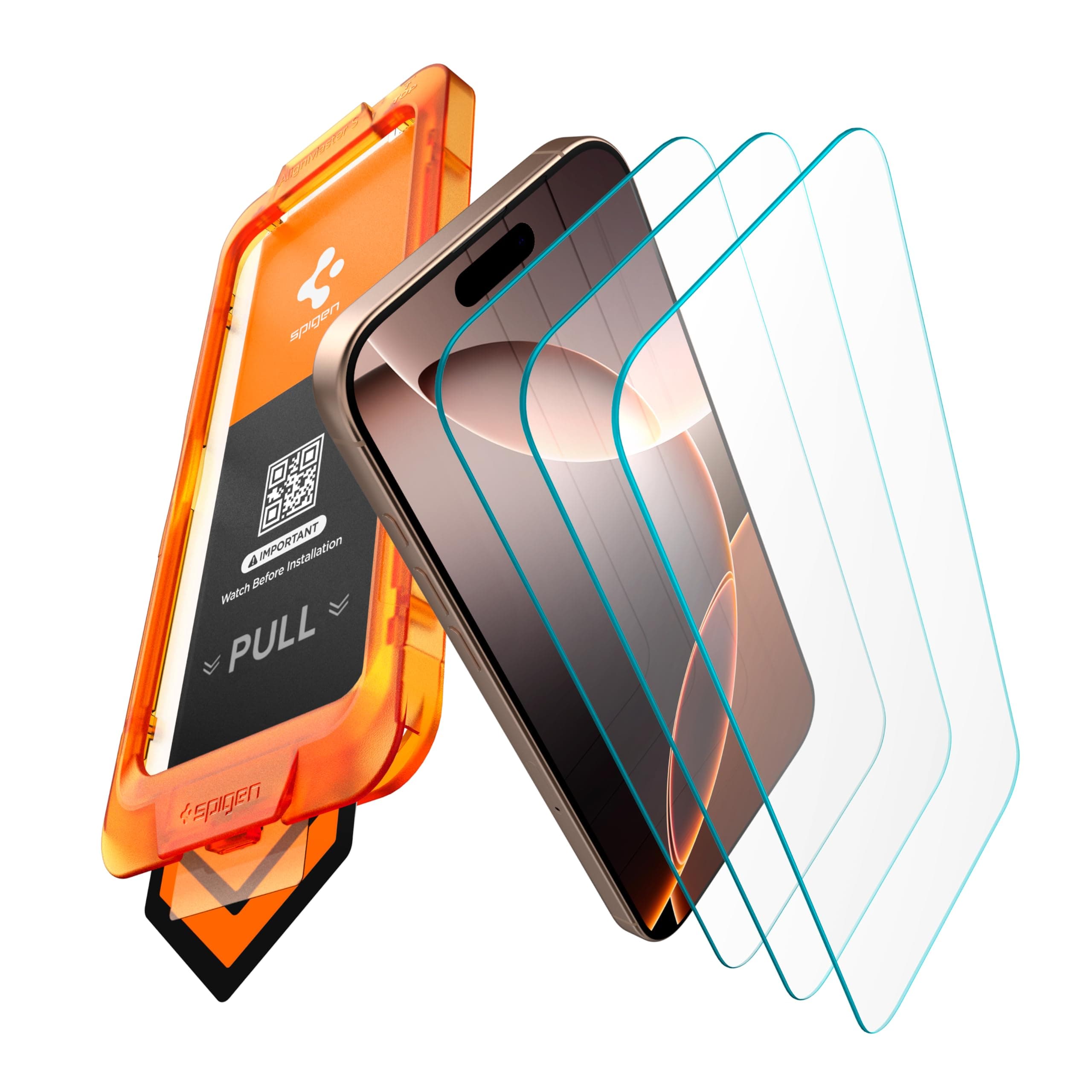 Spigen AlignMaster S Tempered Glass for iPhone 16 Plus/15 Plus | [3Pack] Screen Protector Guard