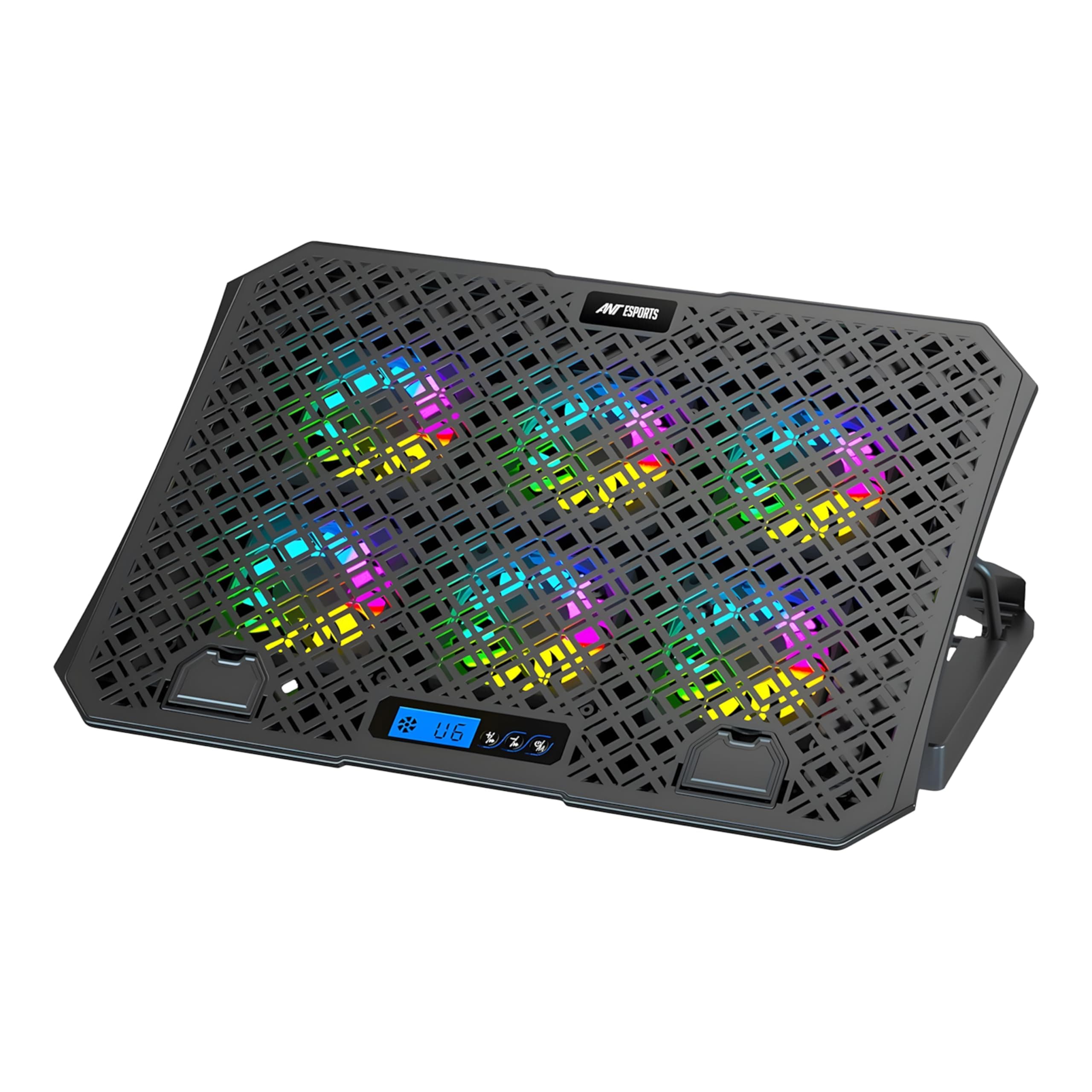Ant Esports NC210 Gaming Laptop Cooler for 10–15.6 Inch Laptops | Laptop Cooling Pad RGB with 6 Fans | Adjustable Height Stand | Dual USB Ports | High Speed Silent Notebook Cooling Pad