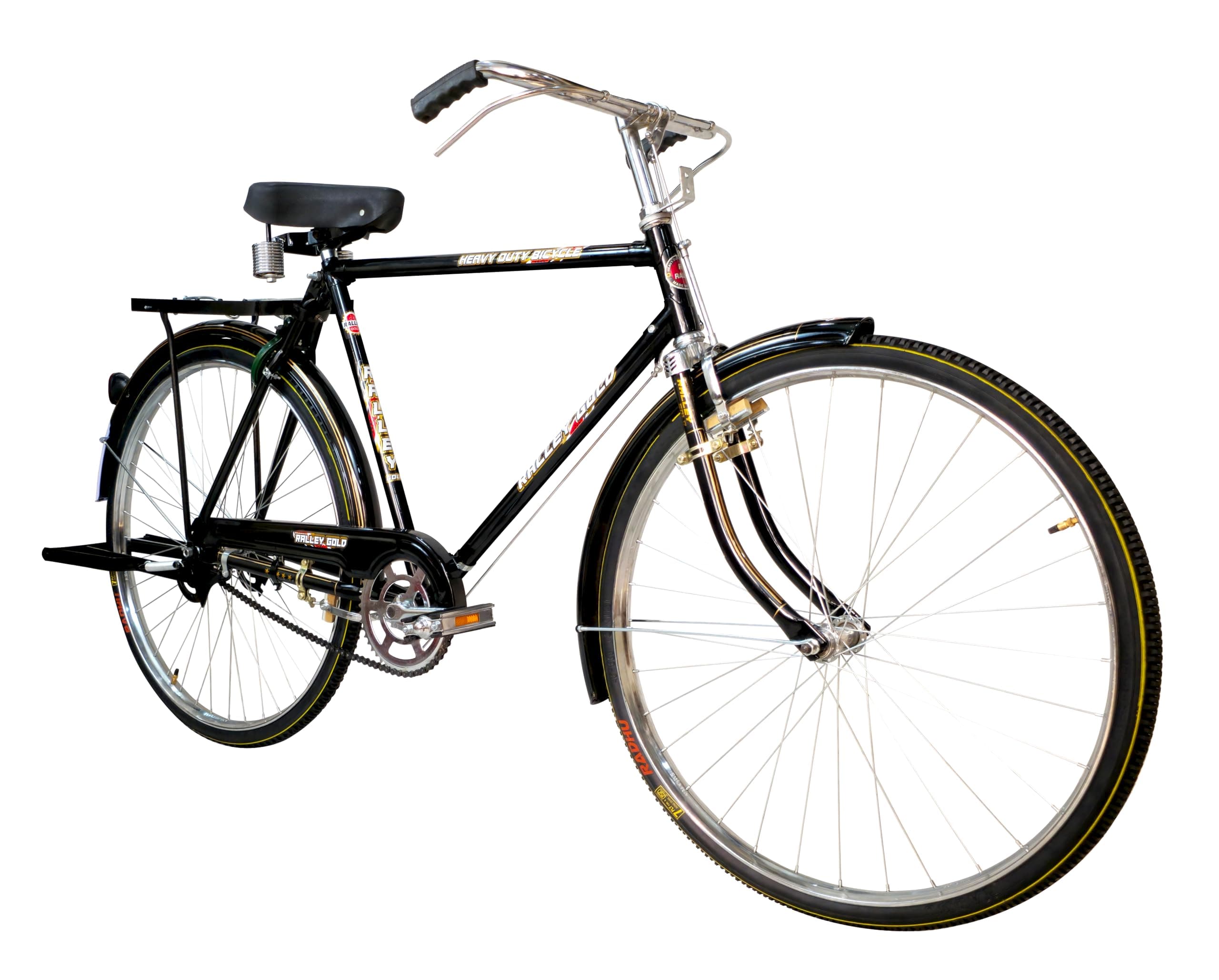 RALLEY GOLD Rally Popular 22 Inch Men's Full Size Bicycle | with Carrier, Stand and Lock | Single Speed (48 Teeth Heavy Duty Chainwheel), Road Bike