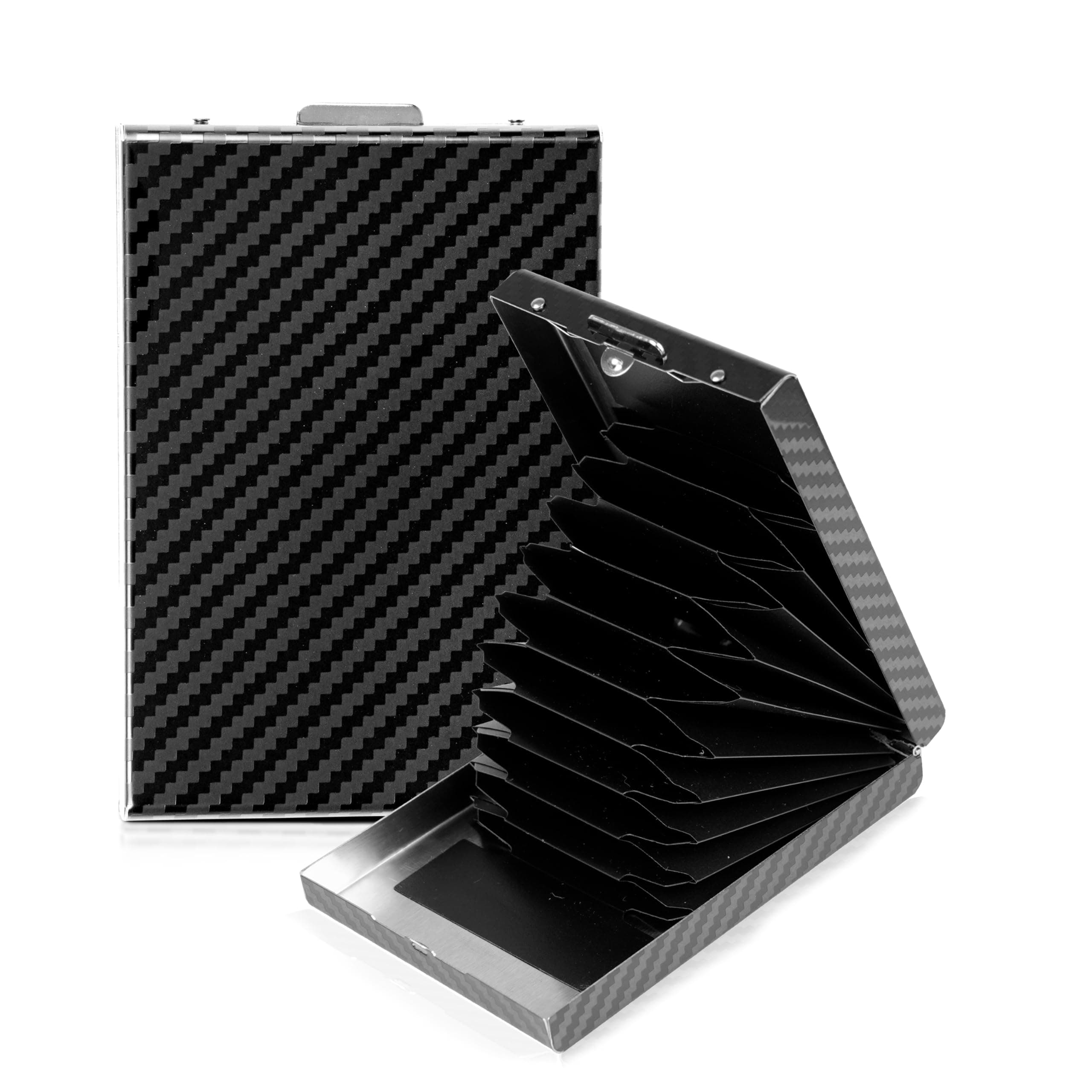 Storite Black 10 Slots Vertical RFID Protected Metal Minimalist Credit Debit ATM Card Holder Case Wallet for Men Women(9.5 x 6.5 x 1.8 cm)